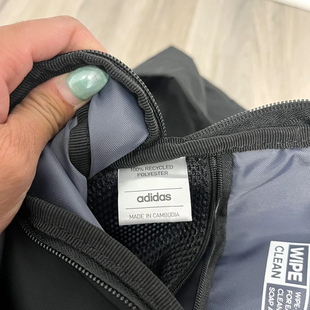 Adidas Black Recycled Polyester Crossbody Sling Backpack Bag in OS